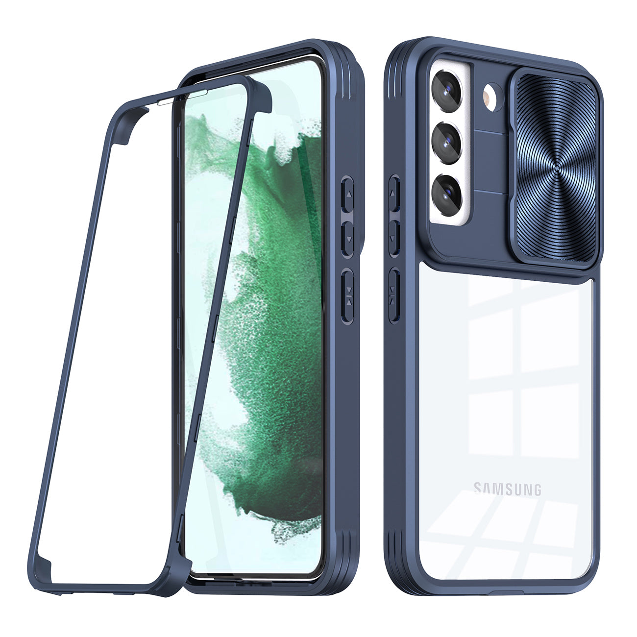 Full Protection With Mobile Phone Protective Film Slide Camera Lens Phone Case For Samsung Galaxy S 22 Plus In Navy